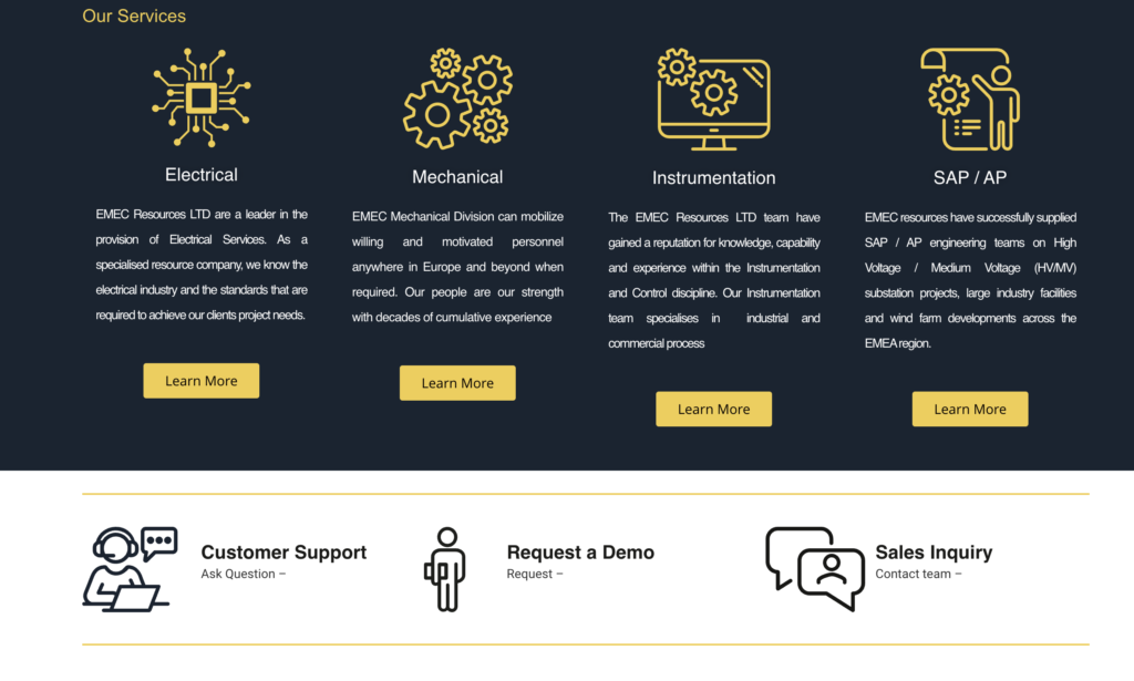 Services Graphic EMEC Website Design